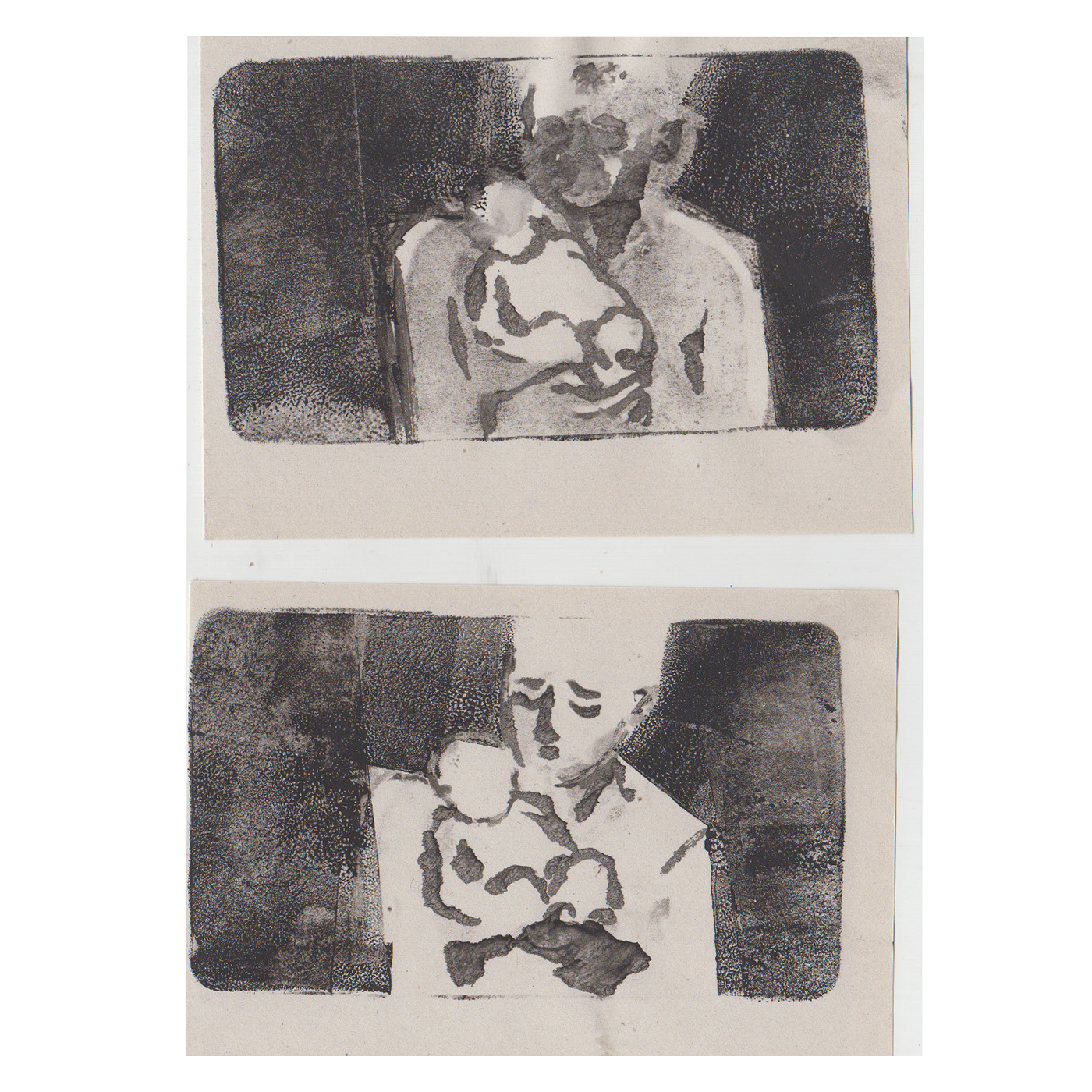 Monoprint stills of the animation short polite safety notice